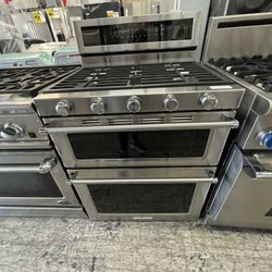 Kitchen Aid 30” Gas Stove In Stainless Steel With Duo Oven 