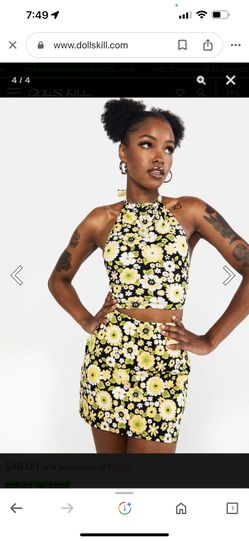Motel Rocks women’s Floral Halter Top And Skirt set 
