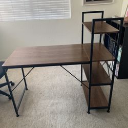 Desk With Storage Shelves 