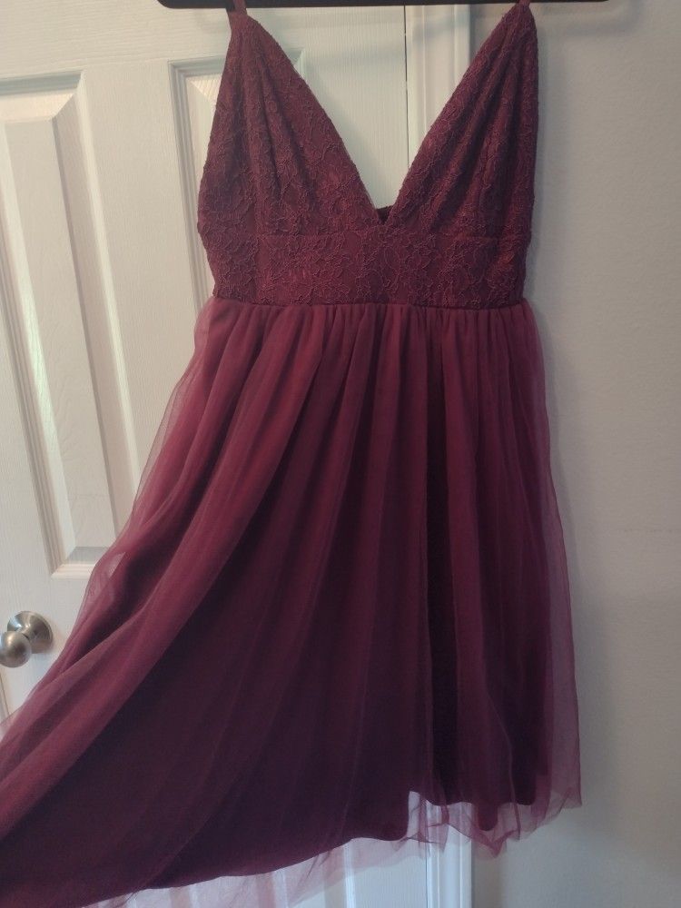 Burgundy Tulle Dress