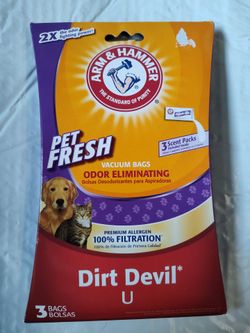 3 Pack Arm & Hammer Pet Fresh Odor Eliminating Vacuum Bags Dirt Devil U