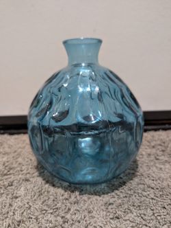 Blue/Green Glass Vase Flower Pot