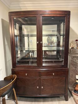 Brown wood hutch / cabinet