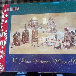 40 Piece Traditions Victorian Village Set In