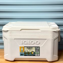 Igloo Marine Latitude 50 Quart Cooler White Ice Chest 85 Can Capacity USA Made