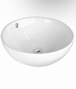 Eisen Home Sutherland Ceramic Round Vessel Bathroom Sink with Pop Up Drain in White