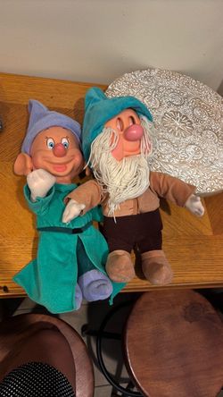 Disney Snow White Dopey and Doc Plush Dolls
