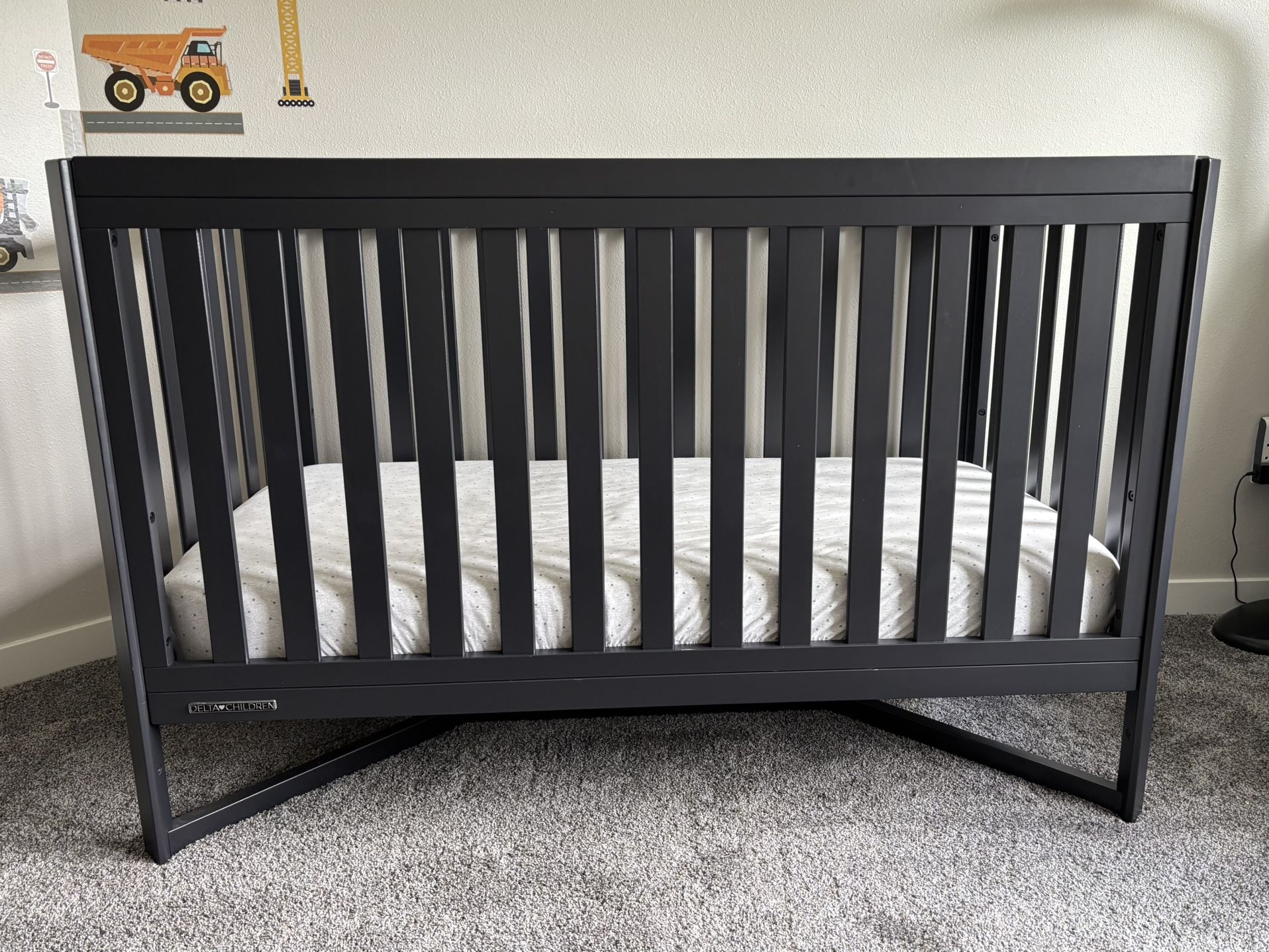 Delta Children Tribeca 4-in-1 Convertible Crib + Optional Mattress – Like New!