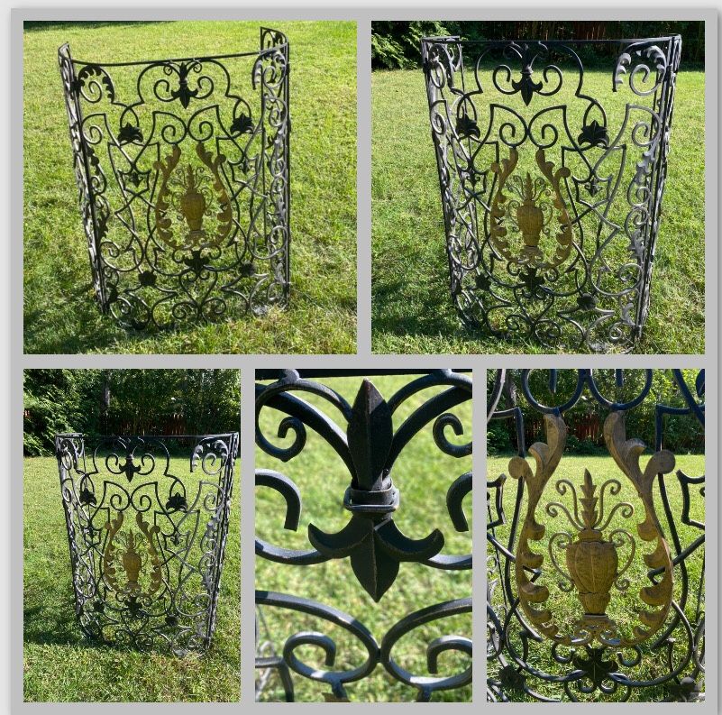 Wrought iron fireplace screen