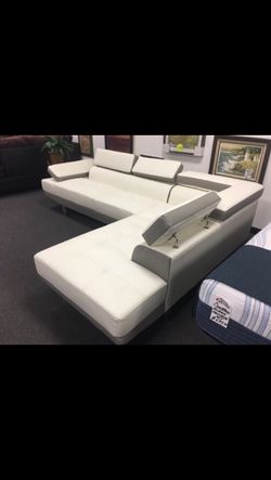 Grey and White Sectional Couch