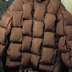 Epsion Brown Quilted Heavyweight Puffer Jacket Zip Winter Men's Size L