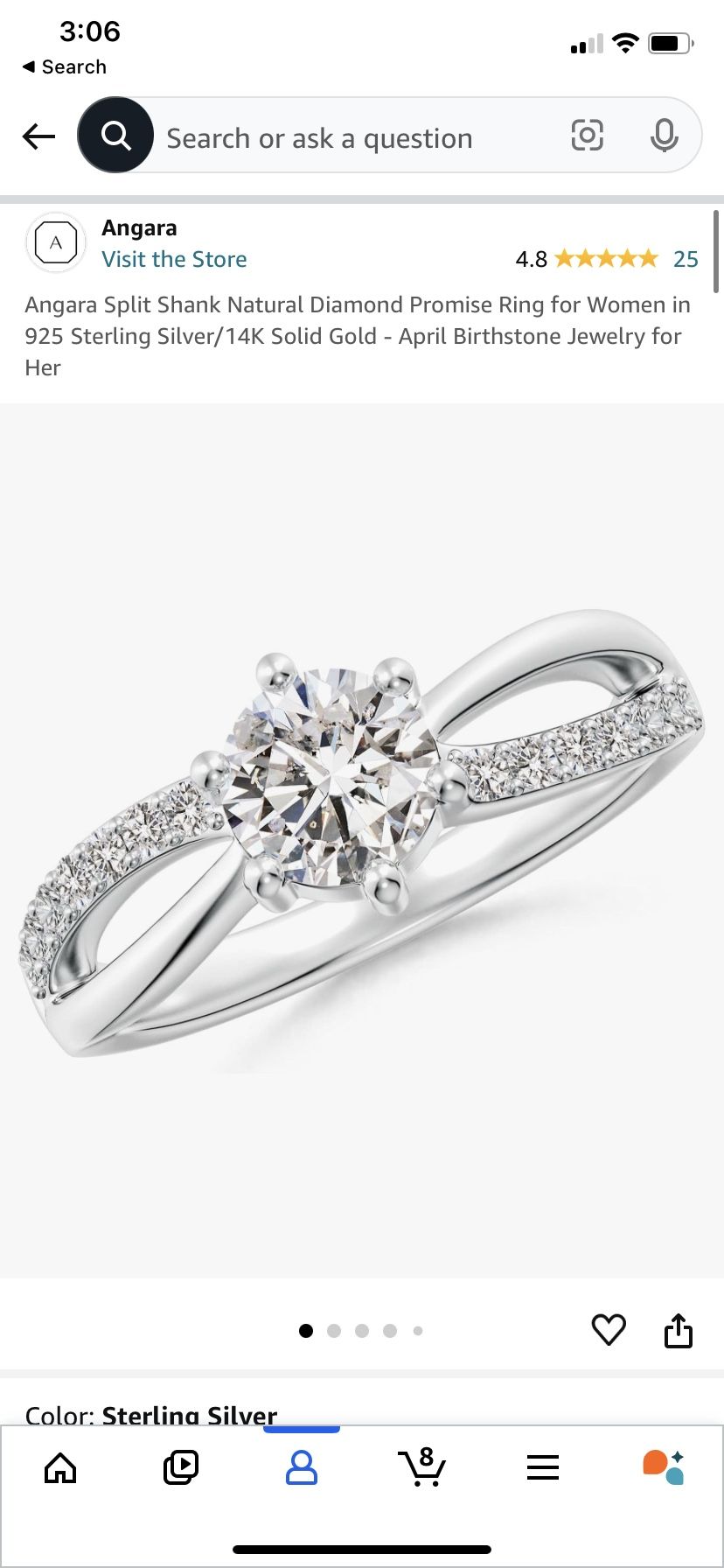 Angara Split Shank Natural Diamond Promise Ring for Women in 925 Sterling Silver/14K Solid Gold