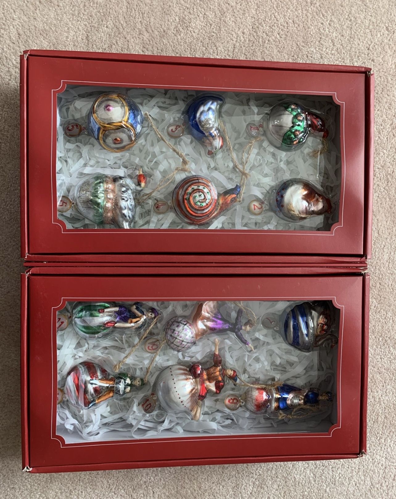 POTTERY BARN 12 DAYS OF CHRISTMAS MERCURY GLASS ORNAMENTS