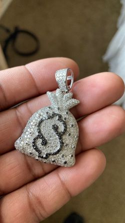 925 silver VVS1 Diamond money bag pendant