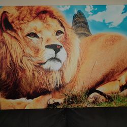 Lion Printed On Canvas 