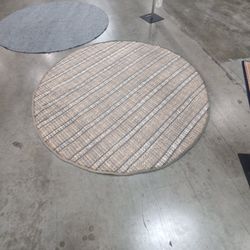 Tan and Grey Striped Area Rug in Natural Fiber
