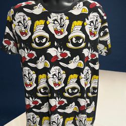Looney Tunes All-Over Print Unisex T-Shirt Martian, Sylvester & Tweety - Large 