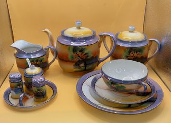 Vintage Hand-Painted Ceramic Tea Set – Extra Pieces Included – Circa 1930s
