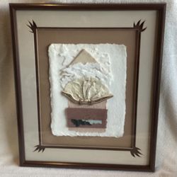 Vintage Mixed Media Framed Collage. Signed