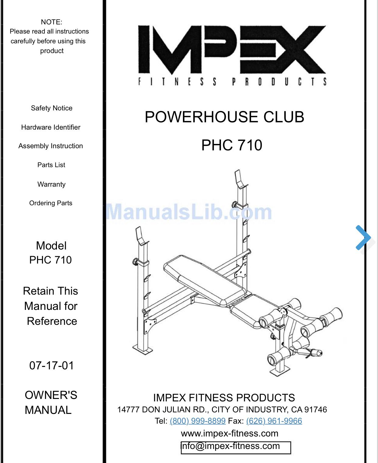 Impex Powerhouse 710 Bench Press