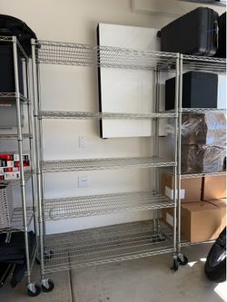 Heavy-Duty Rolling Wire Shelving Unit - 5 Shelf Chrome Rack