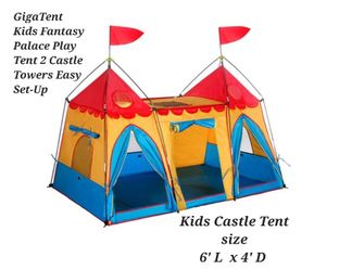 Kids play tent Castle GigaTent Kids Fantasy Palace Play Tent 2 Castle Towers 6'x 4'  Easy Set-Up
NEW NEVER USED!
 In BOX brand new!!
