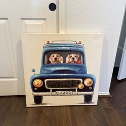 Colorful modern canvas wall art in excellent condition.