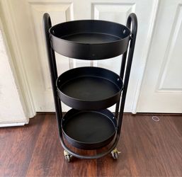 3 Tier Round Metal Utility Cart Black - Brightroom
