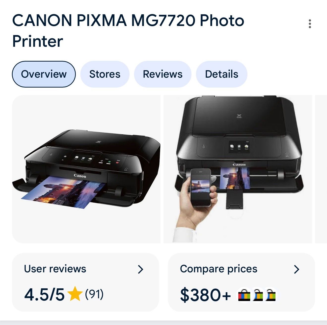 Canon PIXMA MG7720 Wireless All-in-One Photo Printer - Excellent Condition