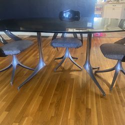 Mcm Howell Company Glass Top Table And 4 Chairs