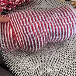 Christmas Ribbon/fabric And Poinsettias 