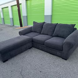 Charcoal Grey Sofa with Ottomon