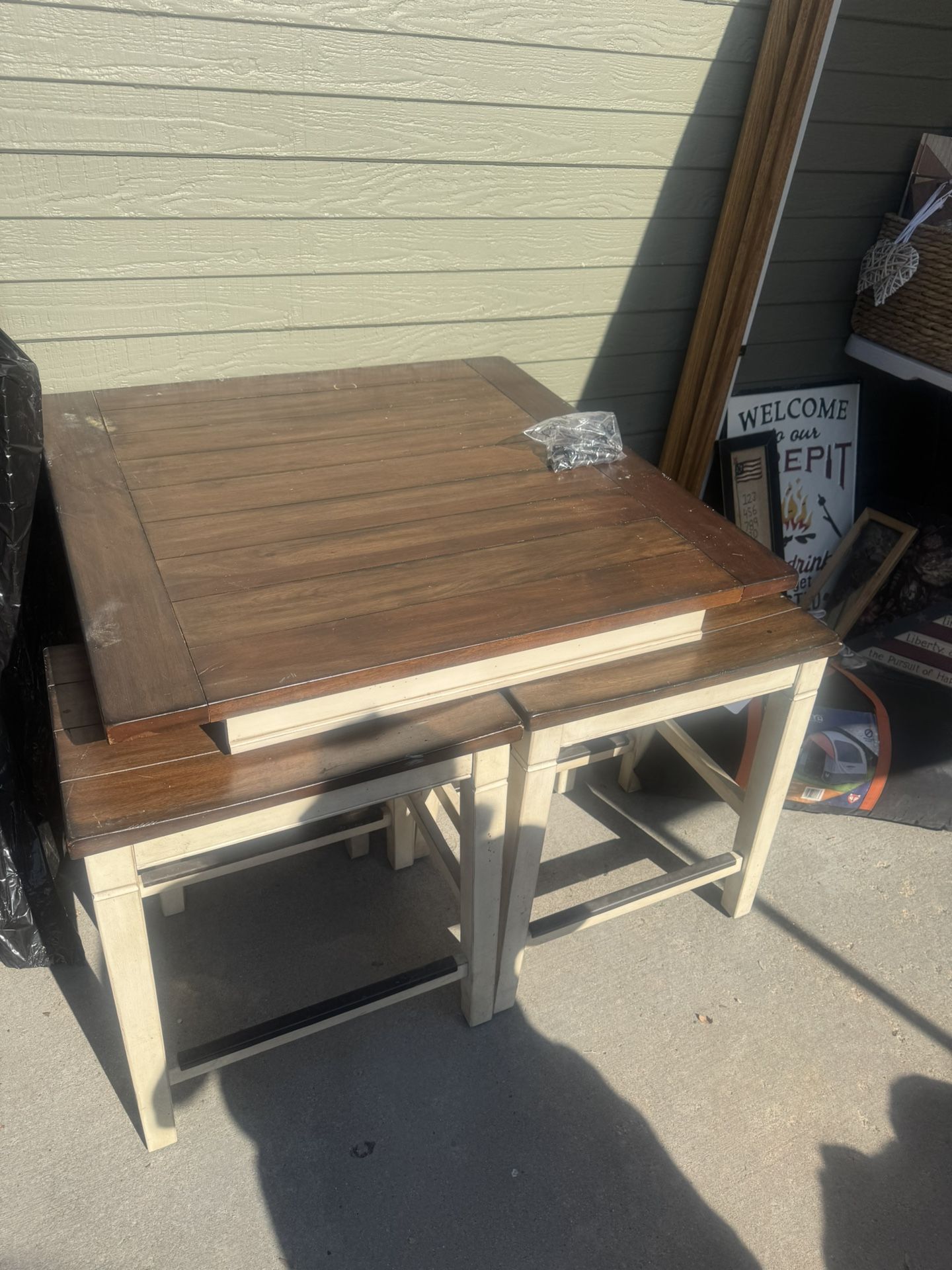 Counter height, table and chairs