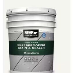BEHR PREMIUM
5 gal. #52 White Solid Color Waterproofing Exterior Wood Stain and Sealer
