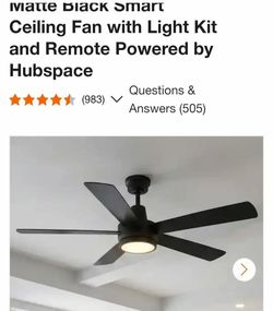 Fanelee 54 in. White Color Changing LED Matte Black Smart Ceiling Fan with Light Kit and Remote Powered by Hubspace
$90 each