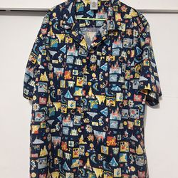Disney Mens XXL Disney Parks Mickey & Friends Button Up Shirt