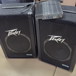 PA  System Amplifier And Two Speakers 