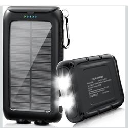New Solar-Charger-Power-Bank-49800mAh Portable Solar Phone Charger with LED Flashlight/15W Fast Char