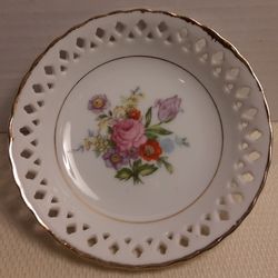 Formalities Baum Brothers Plate Porcelain Victorian Red Pink Roses