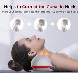 FLIKEZE Heated Neck Stretcher with Red Light, Wireless Massager Pillow 3 Heat Levels 5 Massage Modes