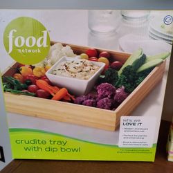 Food Network Vegetable Crudite Tray And Dip Holder, NEW