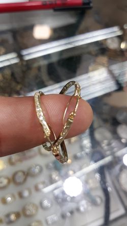 14k gold hoops cz stones 2.9 grams