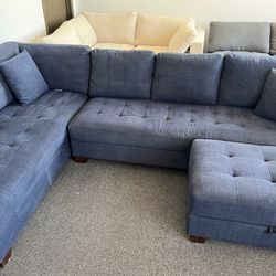 Thomasville Devyn Fabric Sectional Couch with Storage Ottoman + FREE DELIVERY 🚚 