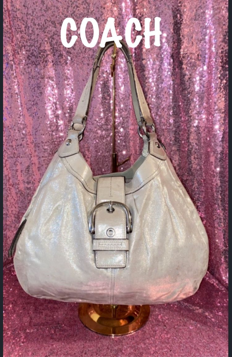 COACH F15075 Lynn Soho Metallic Shimmer Hobo Bag