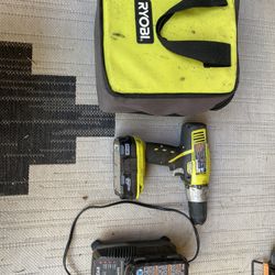 Ryobi Drill, Charger, And Bag