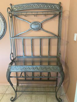 Ornate Wrought Iron Baker's Rack