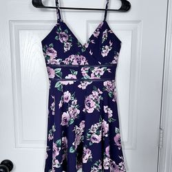 Short Floral Purple Dress