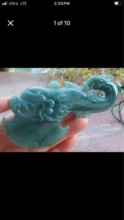 Certificate Jadeite Jade Green Protection necklace Dragon phoenix Axe Sword Pendant