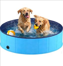 Lesguyor Foldable Dog Pool 48x12, Collapsible Dog Swimming Pool Hard Plastic Portable Pets Bath Tub