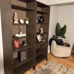 Modern Dark Brown Bookshelves – 80” Tall, 31” Wide (Set of 2)